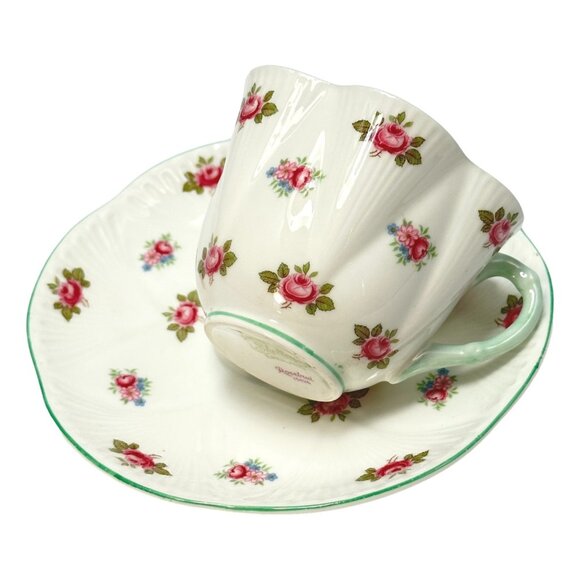 Shelley Rose Bud Tea cup Saucer Rosebud Fine Bone China UK - Picture 3 of 14